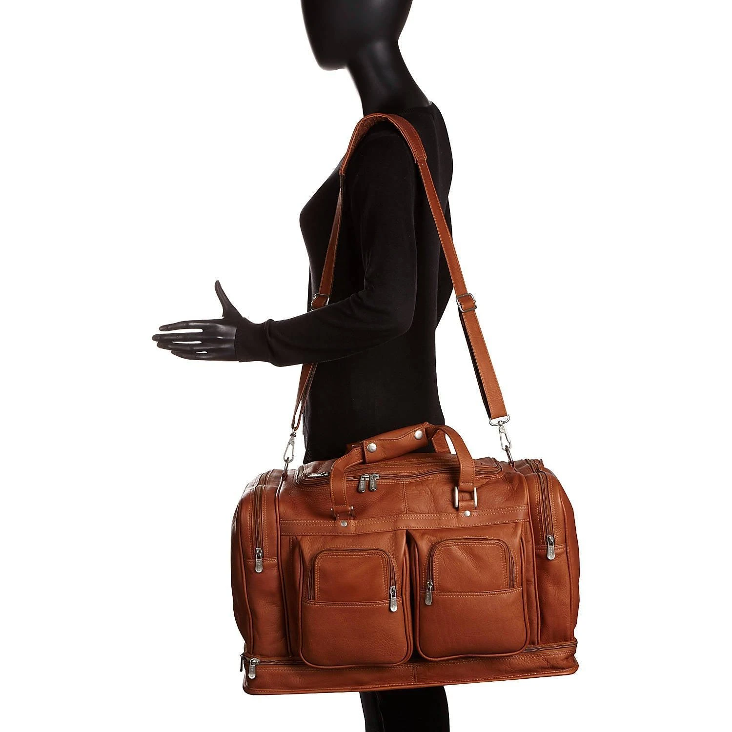 Piel Leather False Bottom Duffel Bag 5 Piel Leather False Bottom Duffel Bag - Image 5