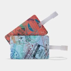 Travelon Set Of 2 Luggage Tags, Passport Stamps